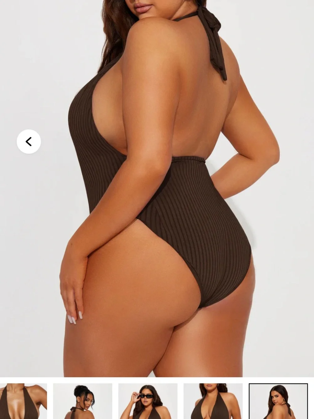 🪅5 for $25🪅 Fashion Nova Chocolate Andrea Halter One-Piece Swimsuit NWT - Sz XL